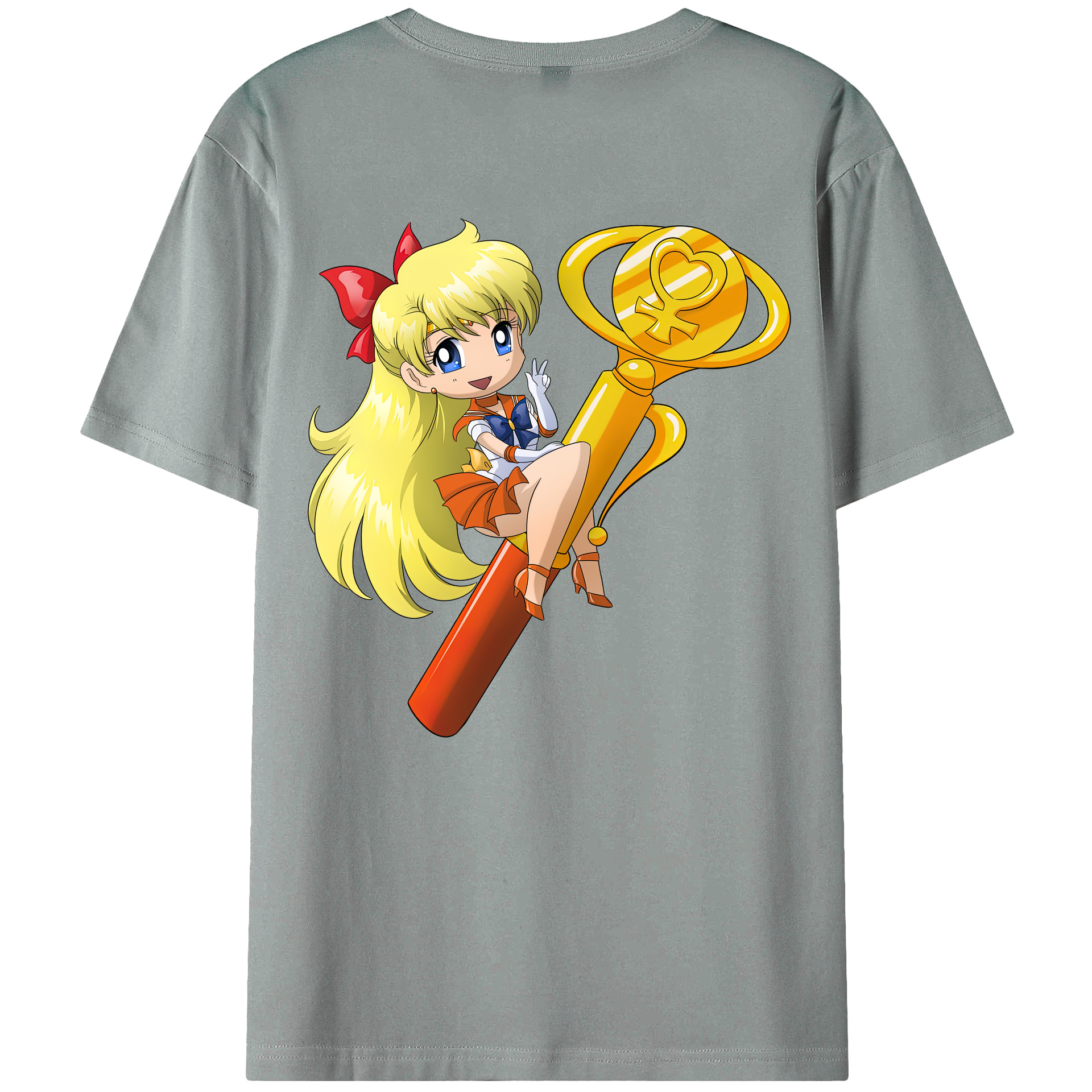 （画像用） 美少女戦士セーラームーン 愛野 美奈子 あいの みなこ Sailor Moon Aino Minako 綿100％ メンズ半袖Tシャツ（バックプリント） 通気性